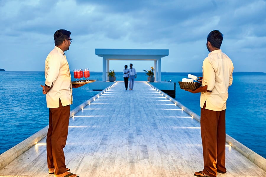 Ankunftssteg des Resorts