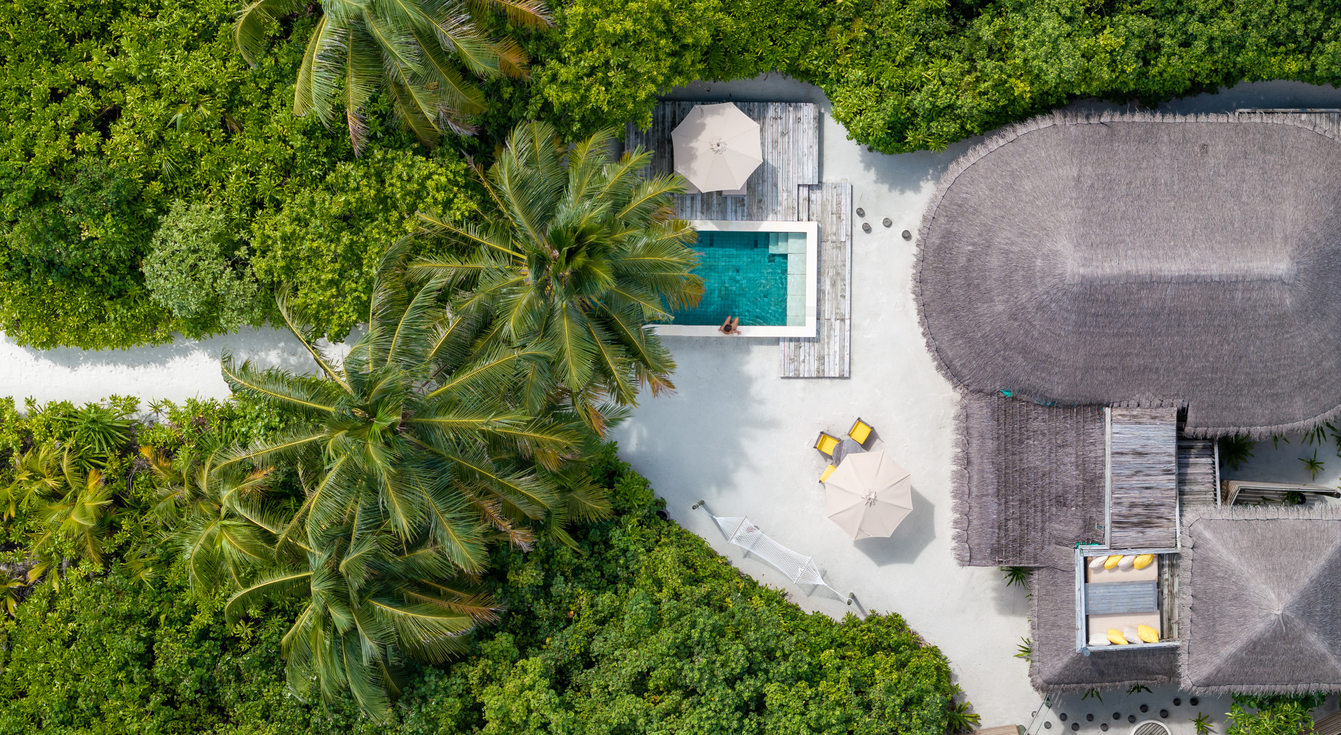 Familien-Strandvilla aus der Luft