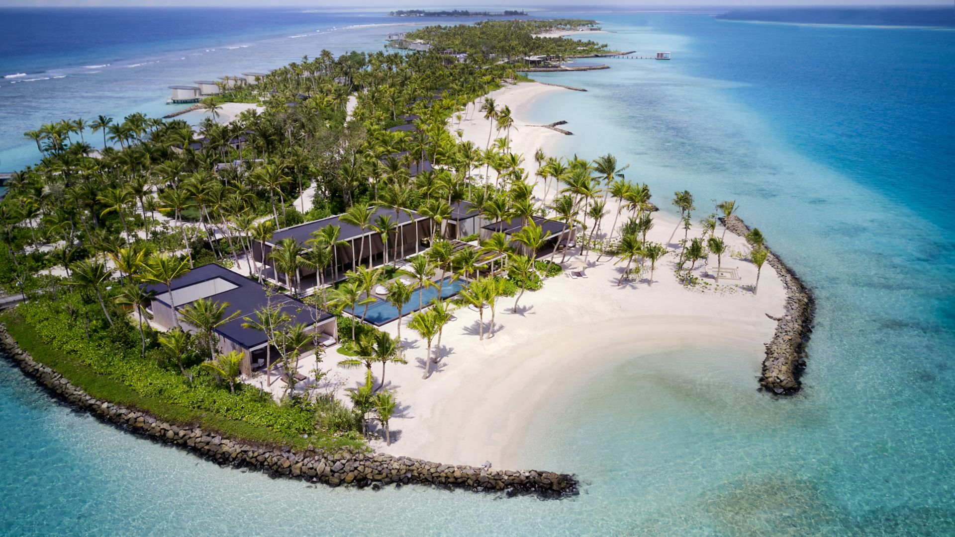 Fari Islands und Überwasservillen aus der Luft