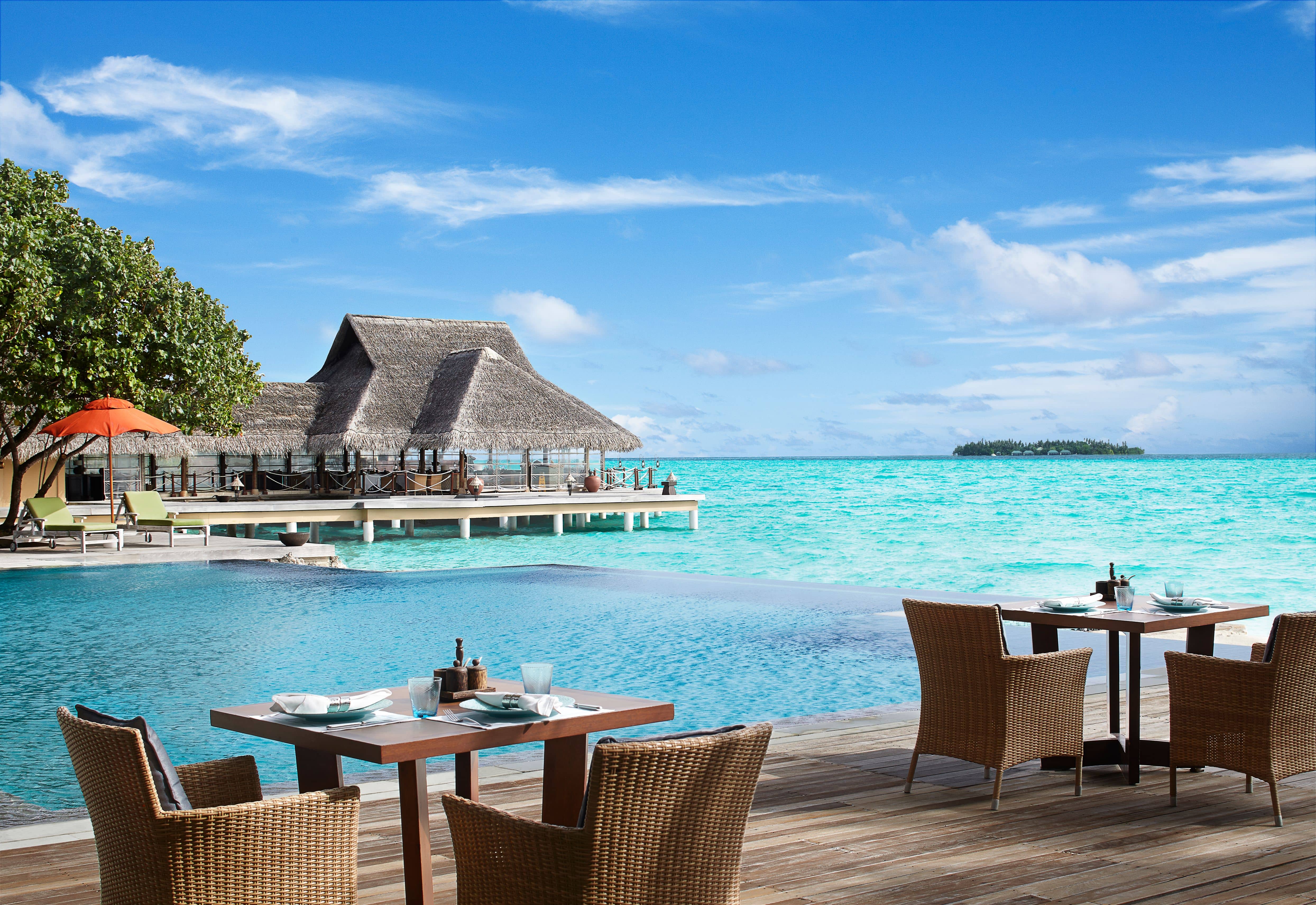 Blick vom Restaurant über die Lagune