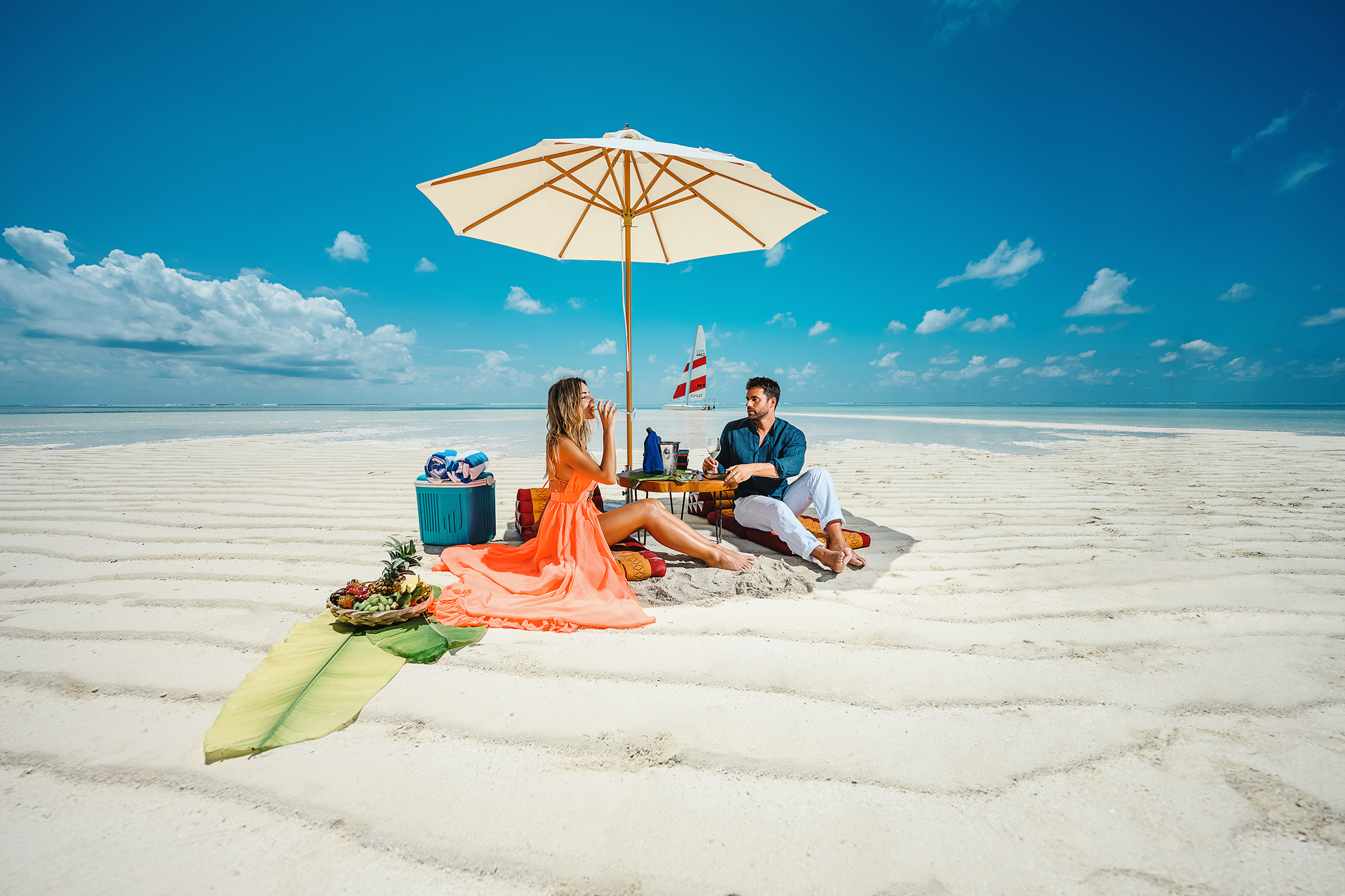 Picknick auf einer Sandbank