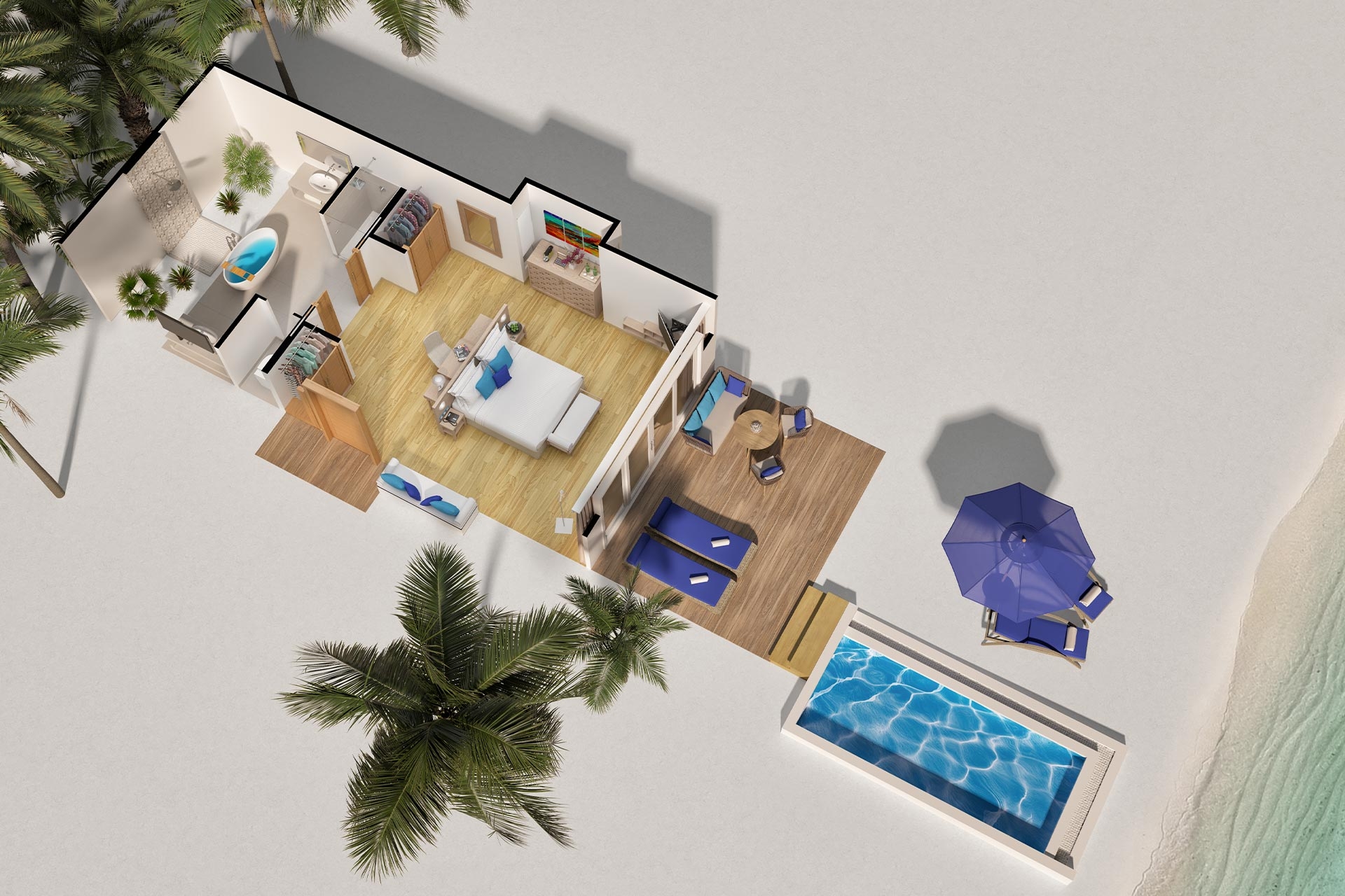 Strandvilla in Sonnenuntergangslage mit Pool - Bild 2