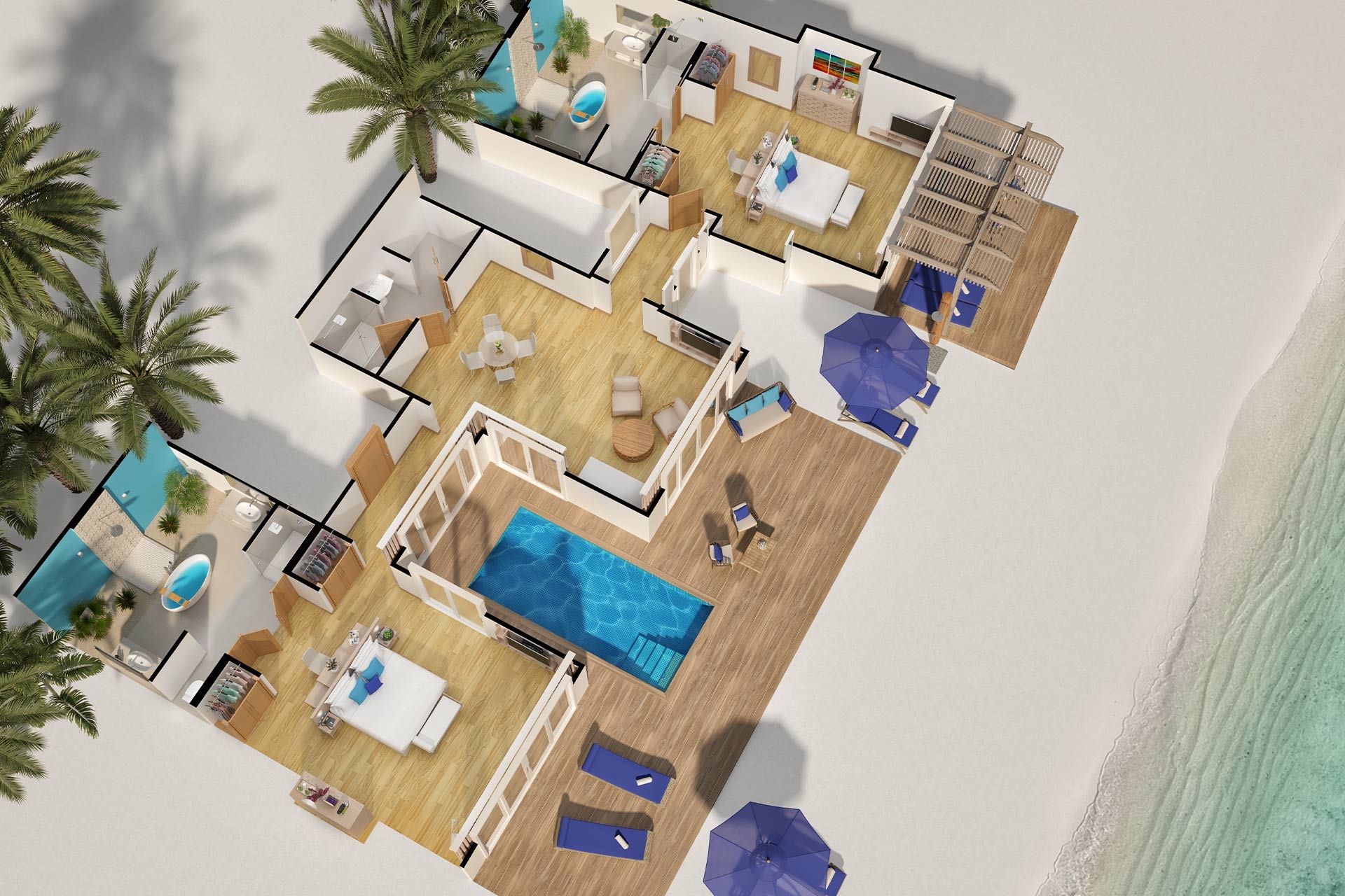 Strandsuite mit zwei Schlafzimmern und Pool - Bild 2