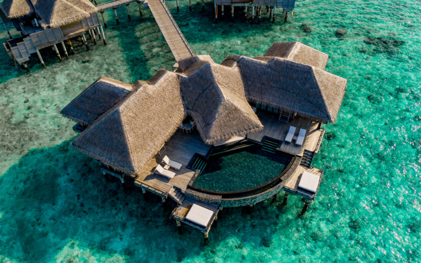 Overwater-Residence aus der Luft