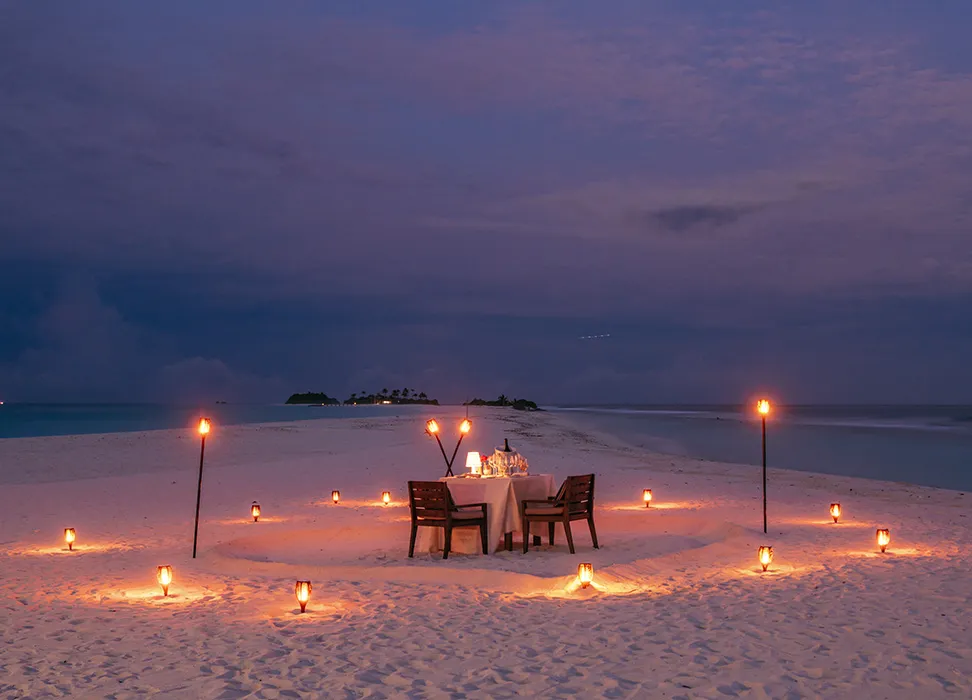 Privates Dinner am Strand auf Finolhu Maldives