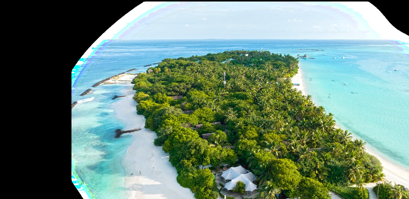 Blick über die private Lagune im Shaviyani Atoll